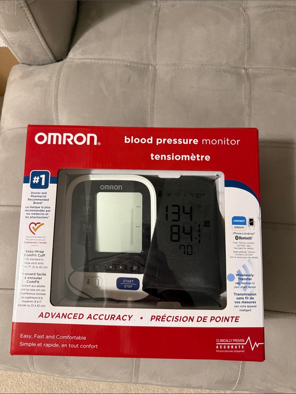 OMRON Blood Pressure Monitor in Red, White, Black